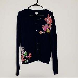 A New Day Navy Blue Floral Cardigan in Size XXL
